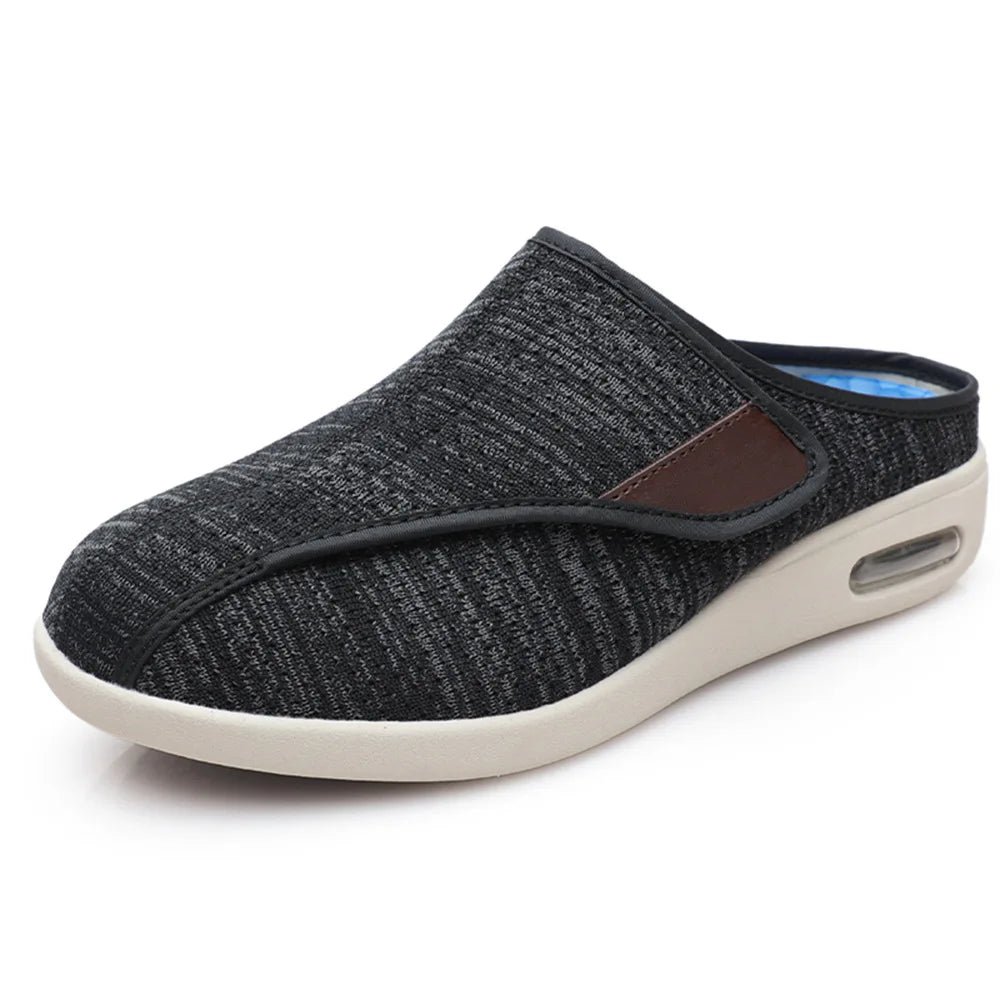 Mules orthopédiques à scratch en maille chinée, mixtes, coloris Noir