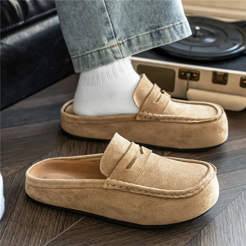 Mule à lacets en flanelle pour homme