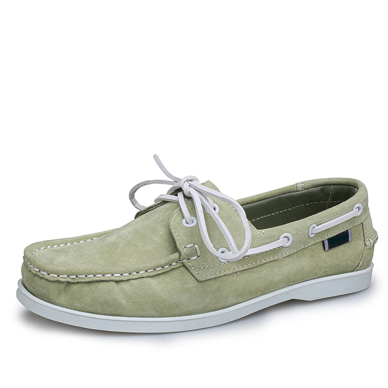 Mocassins bateau en daim pour homme, coloris Vert clair