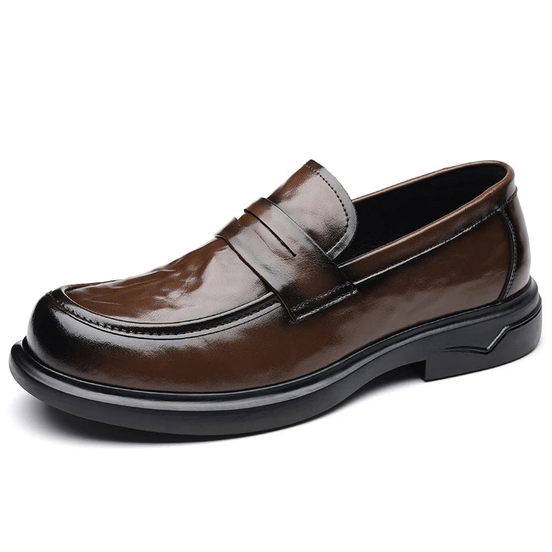 Mocassins penny en cuir pour homme, coloris Marron