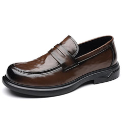 Mocassins homme semelle épaisse en cuir avec penny loafer, Marron