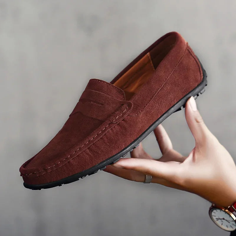 Mocassins de conduite en daim pour homme, coloris Marron