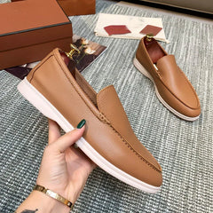 Mocassin homme marron clair à enfiler, semelle confort, Camel