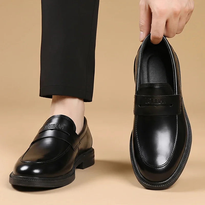 Mocassins noirs à semelle épaisse pour homme