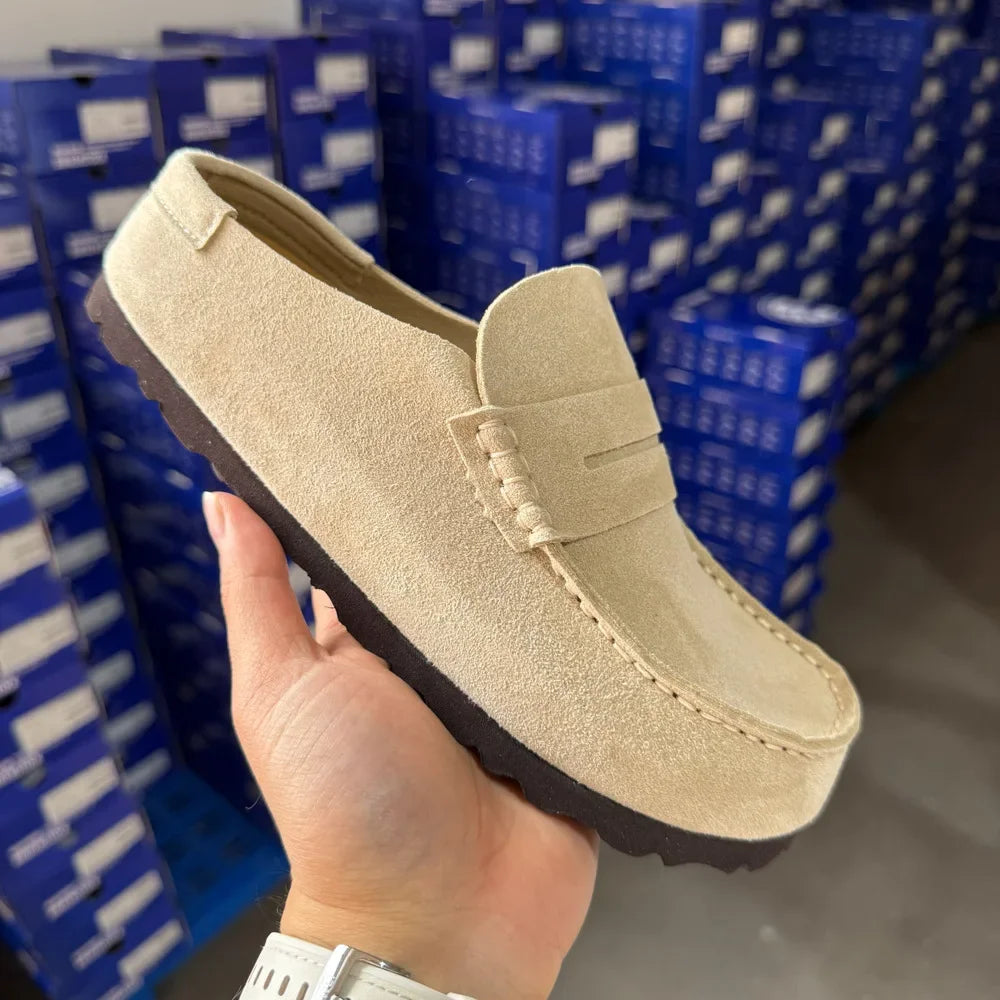 Mule sabot en daim de vache pour femme et homme, coloris Beige