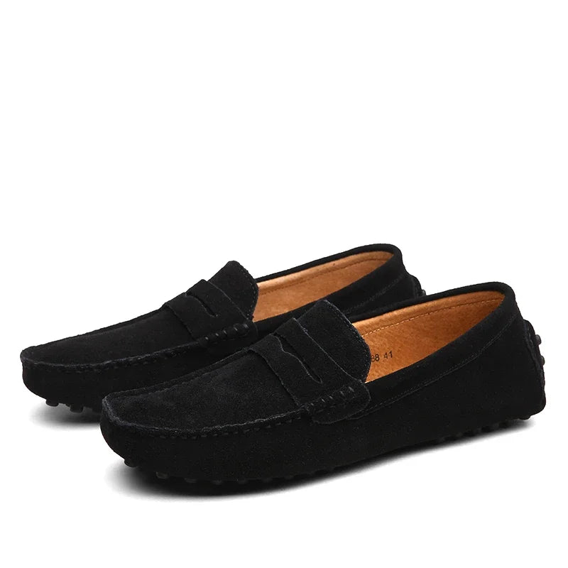 Mocassins de conduite en daim pour homme, coloris Noir