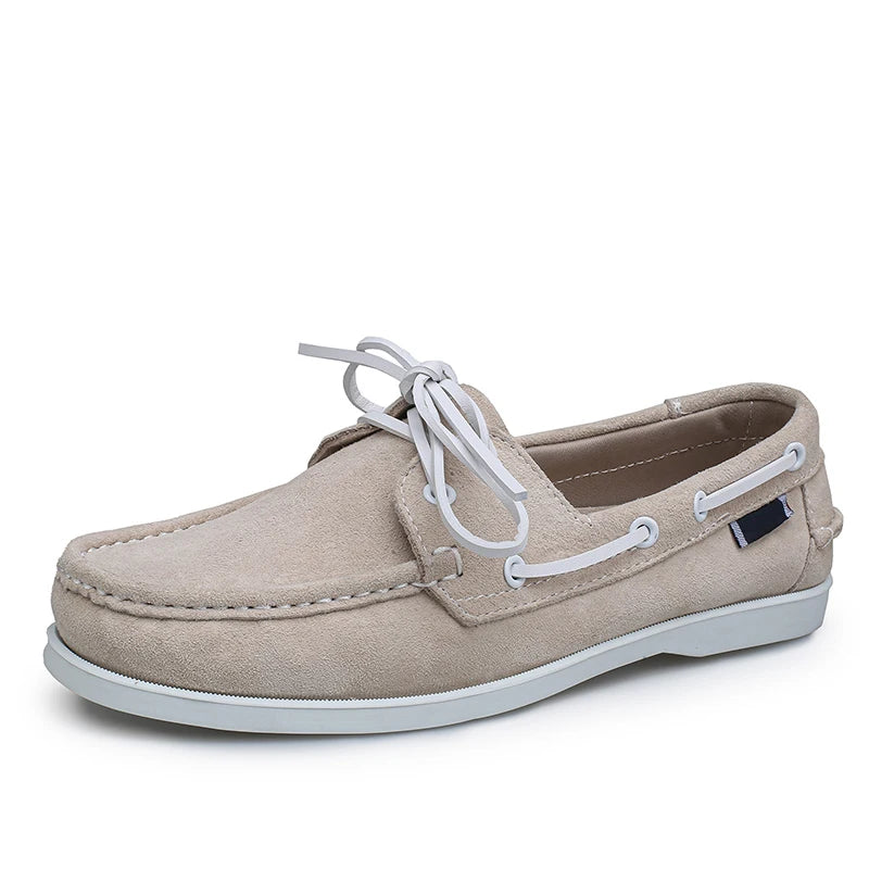 Mocassins bateau en daim pour homme, coloris Beige