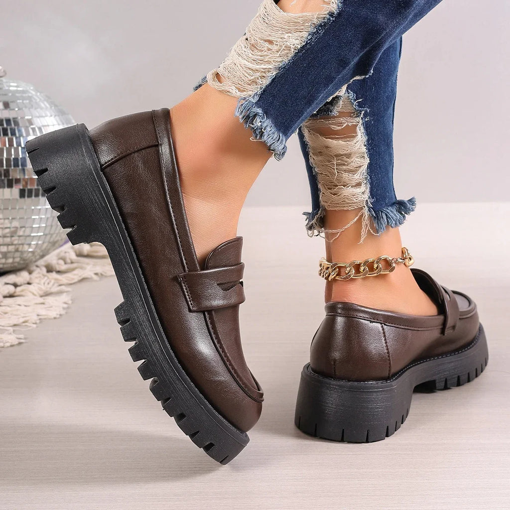 Mocassins plateforme à semelle crantée pour femme