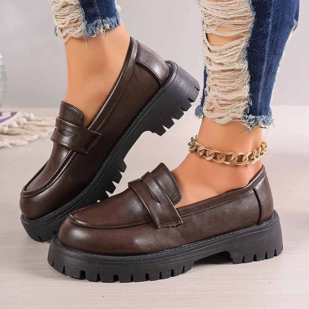 Mocassins plateforme à semelle crantée pour femme