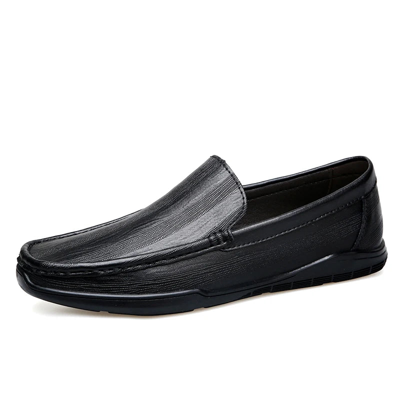 Mocassins souples en cuir lisse pour homme, coloris Noir