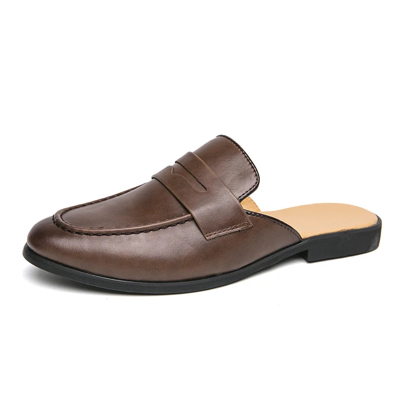 Mule penny à empeigne lisse pour homme, coloris Marron