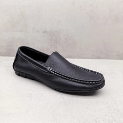 Mocassin noir homme à enfiler avec surpiqûres blanches, Noir