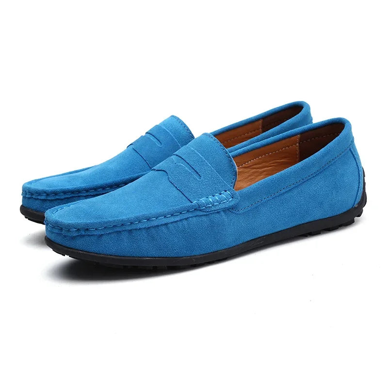 Mocassins penny en daim pour homme