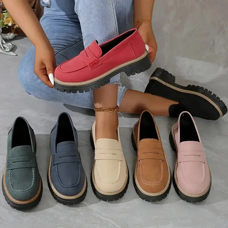 Mocassins plateforme unis pour femme