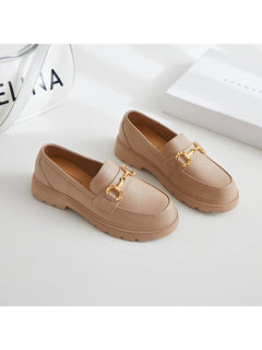 Mocassin à mors doré et semelle crantée pour femme, Beige