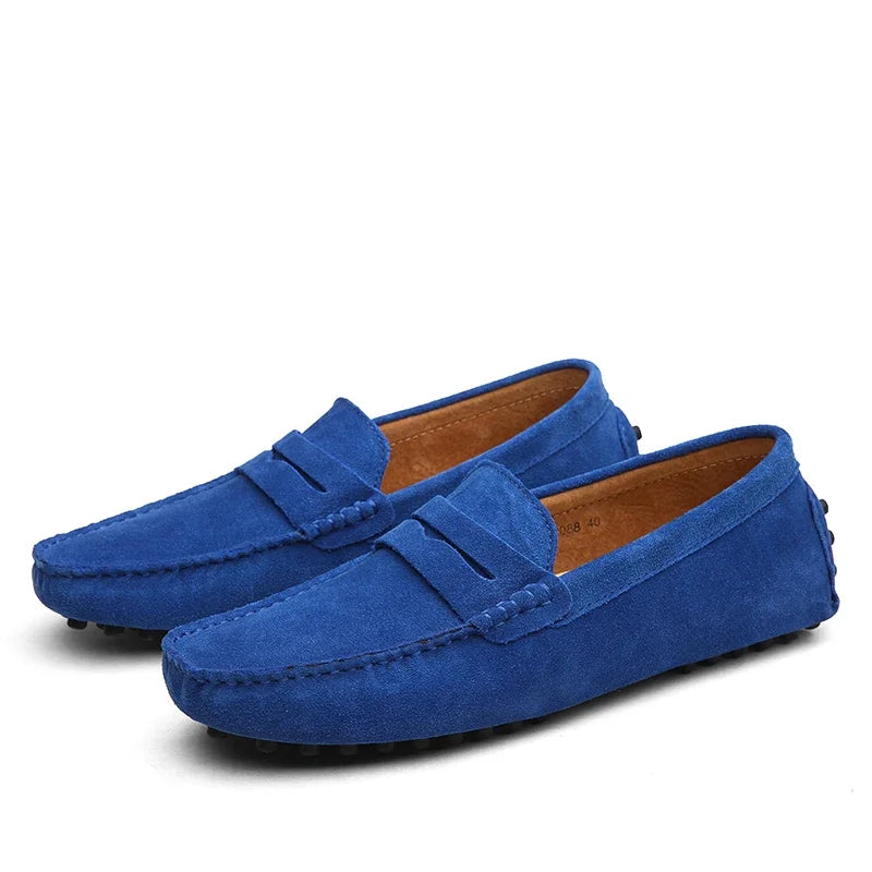 Mocassins de conduite en daim pour homme, coloris Bleu roi