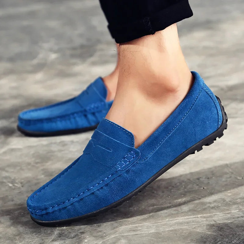 Mocassins penny en daim pour homme