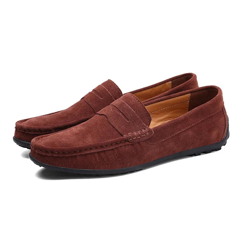 Mocassins penny en daim pour homme