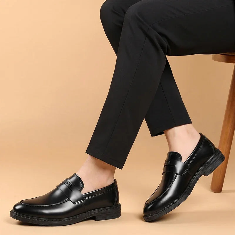 Mocassins noirs à semelle épaisse pour homme