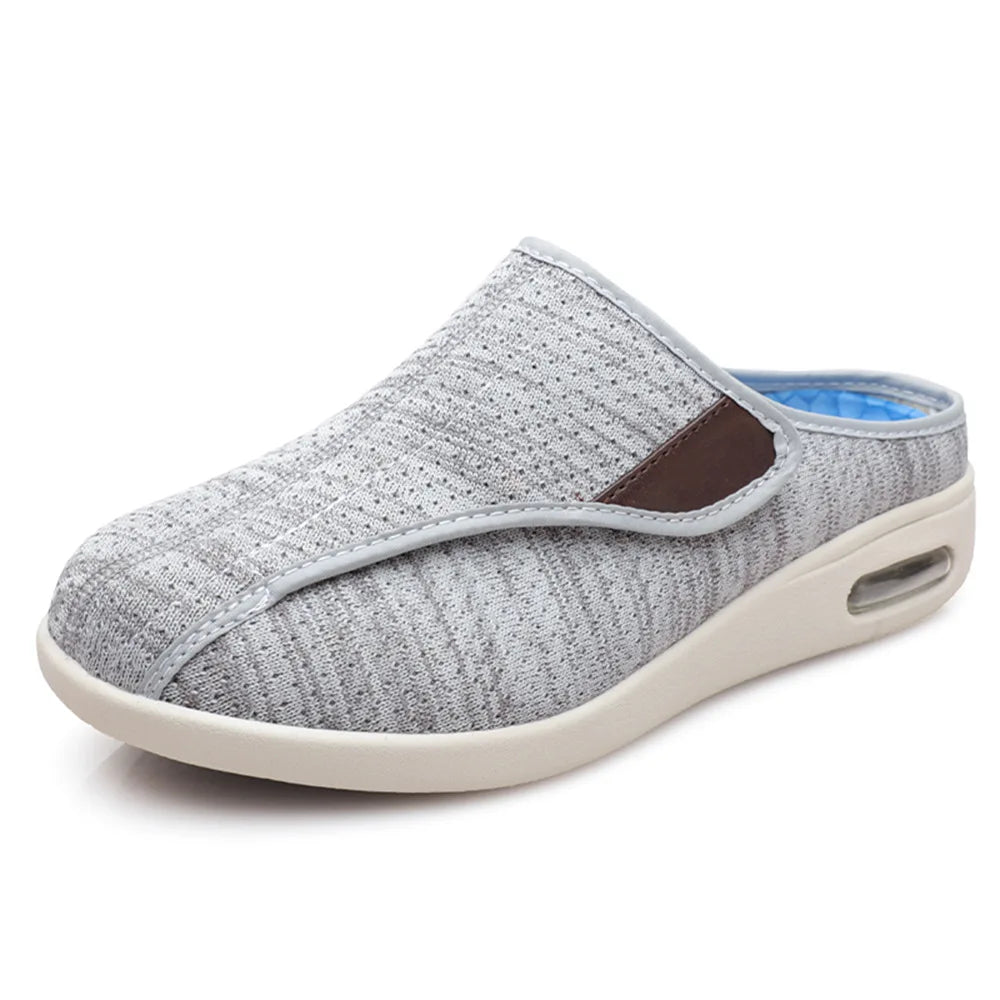 Mules orthopédiques à scratch en maille chinée, mixtes, coloris Gris clair
