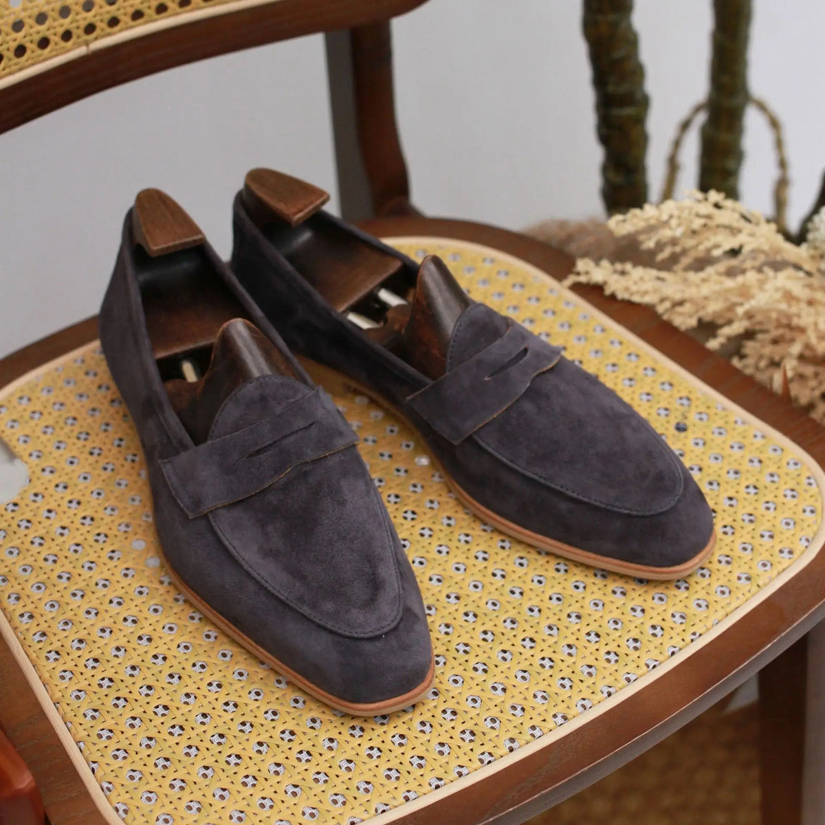 Mocassins penny loafer en daim pour homme, coloris Gris foncé