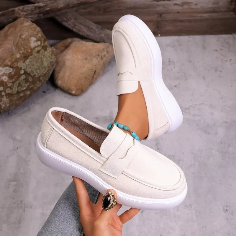 Mocassins à semelle épaisse blanche pour femme
