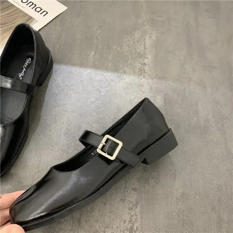 Ballerines Mary Jane noires à bout fendu pour femmes - Style Tabi