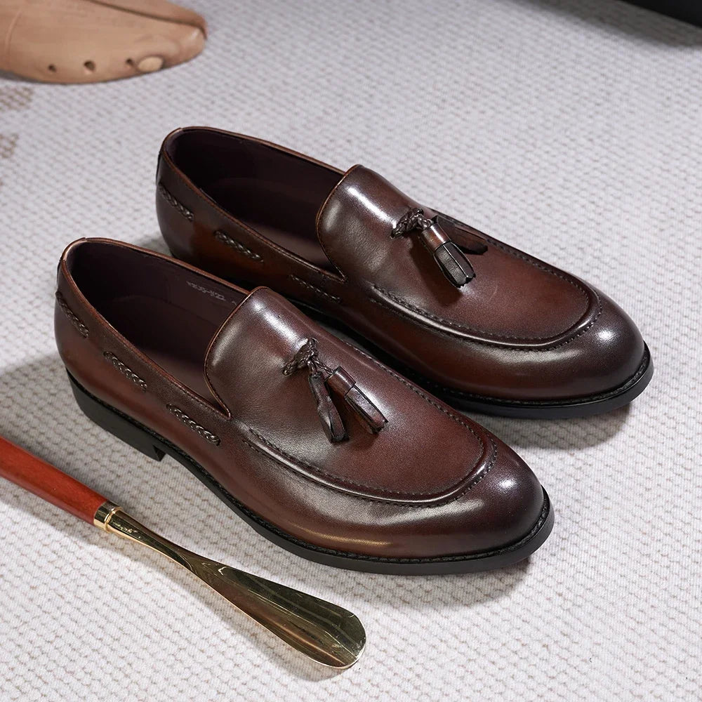 Mocassins à pampilles en cuir pour homme