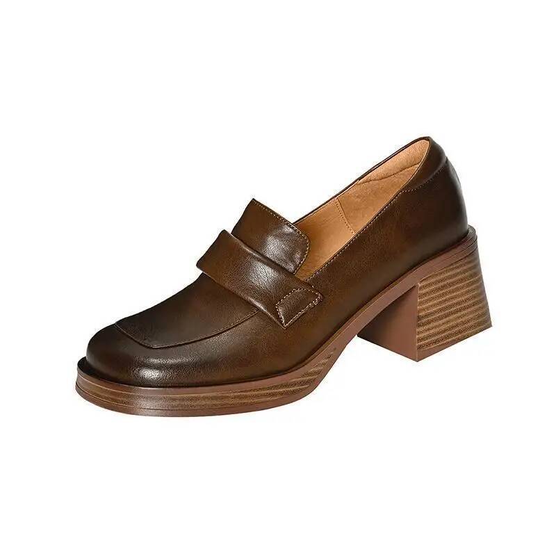 Mocassin à talon carré et semelle épaisse pour femme