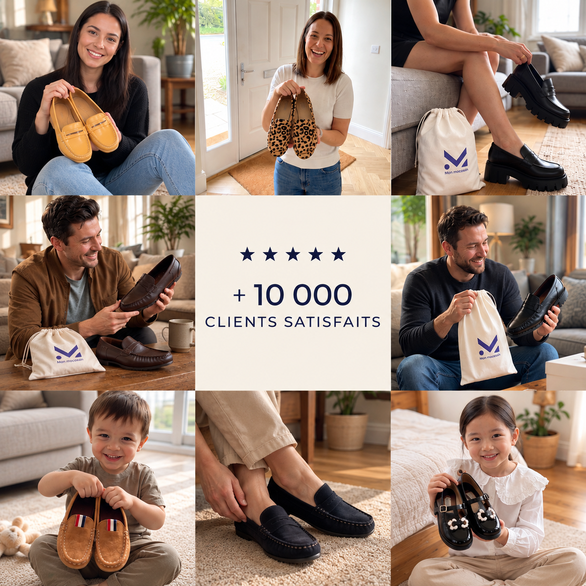 Collage de clientes et clients Mon Mocassin, satisfaction client Image