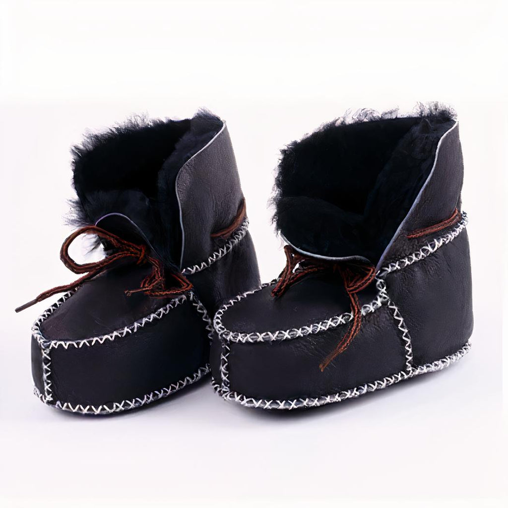 Bottines mocassins indiens doublées de fourrure pour bébé