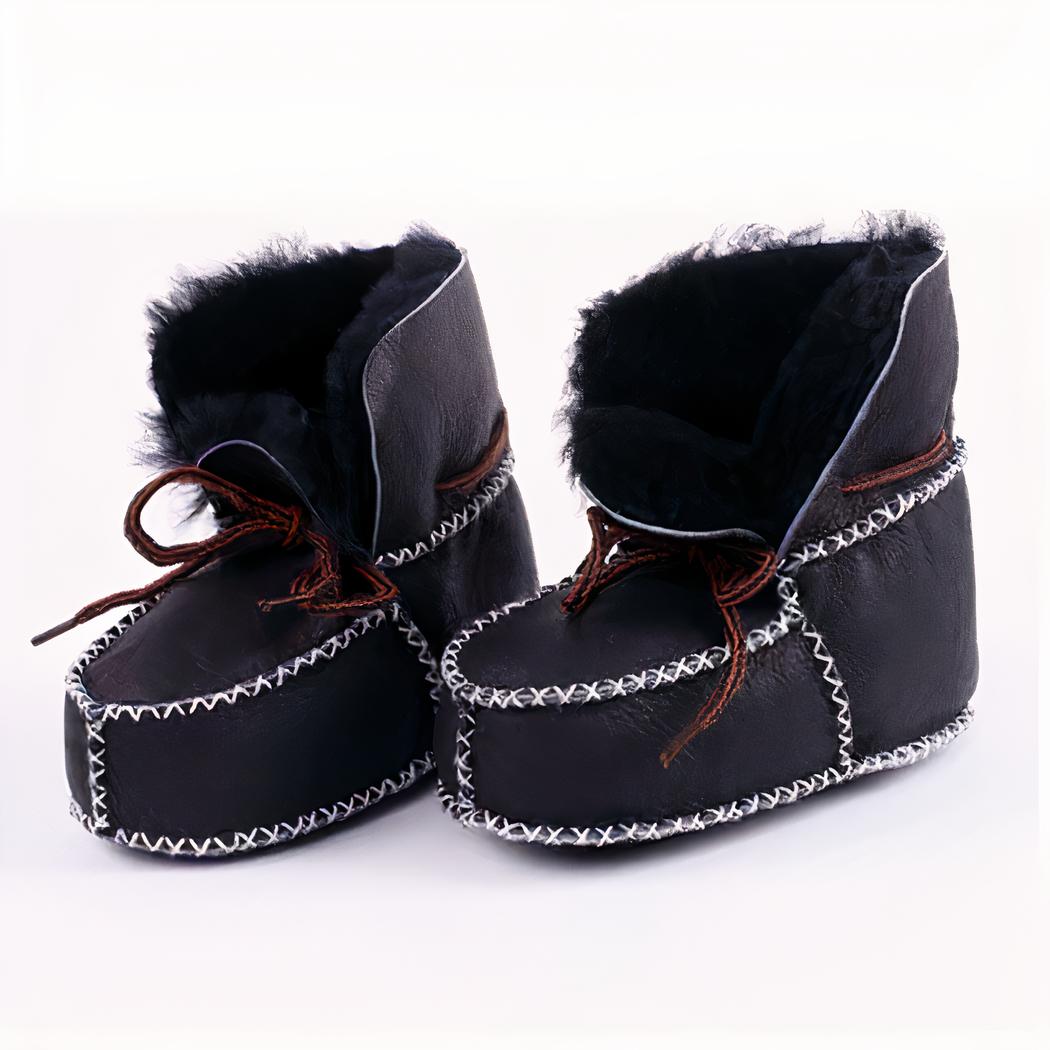 Bottines mocassins indiens doublées de fourrure pour bébé