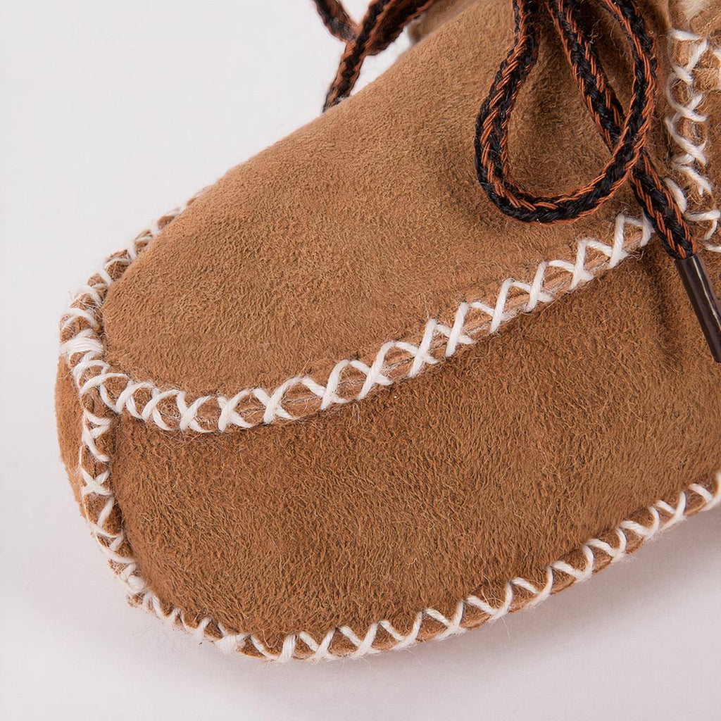 Bottines mocassins indiens doublées de fourrure pour bébé