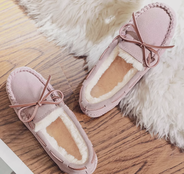 Mocassins en daim fourrés