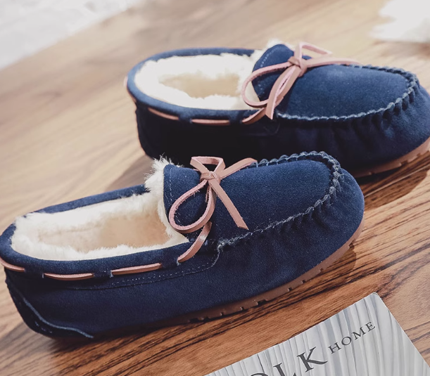 Mocassins en daim fourrés