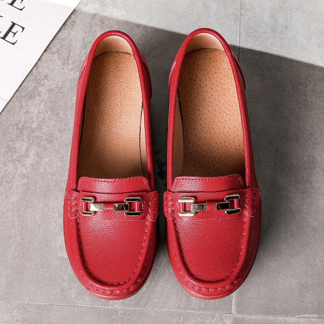 Mocassins orthopédiques rouges à plateforme pour femme