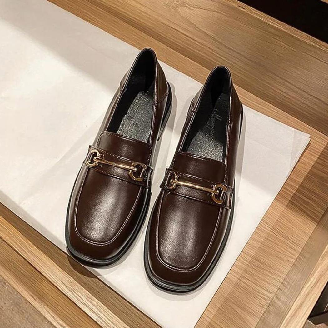 Mocassins à bout rond et talon carré pour femme