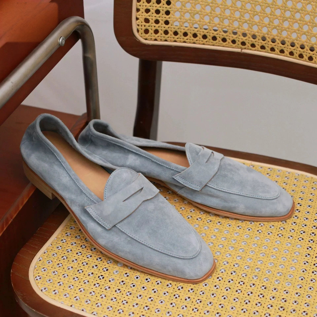 Mocassins penny loafer en daim pour homme
