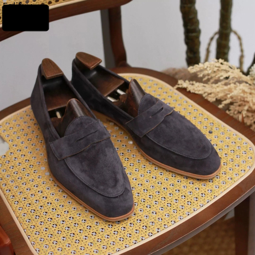 Mocassins penny loafer en daim pour homme