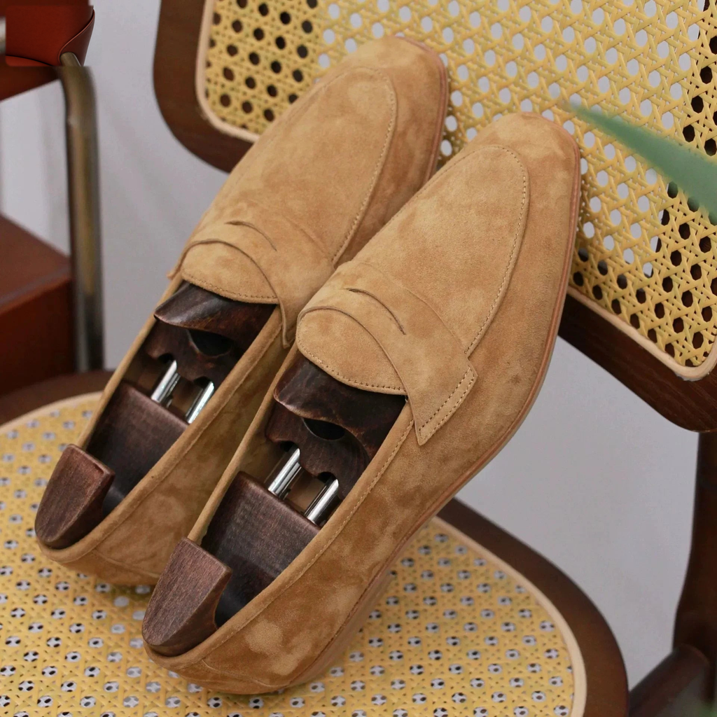 Mocassins penny loafer en daim pour homme