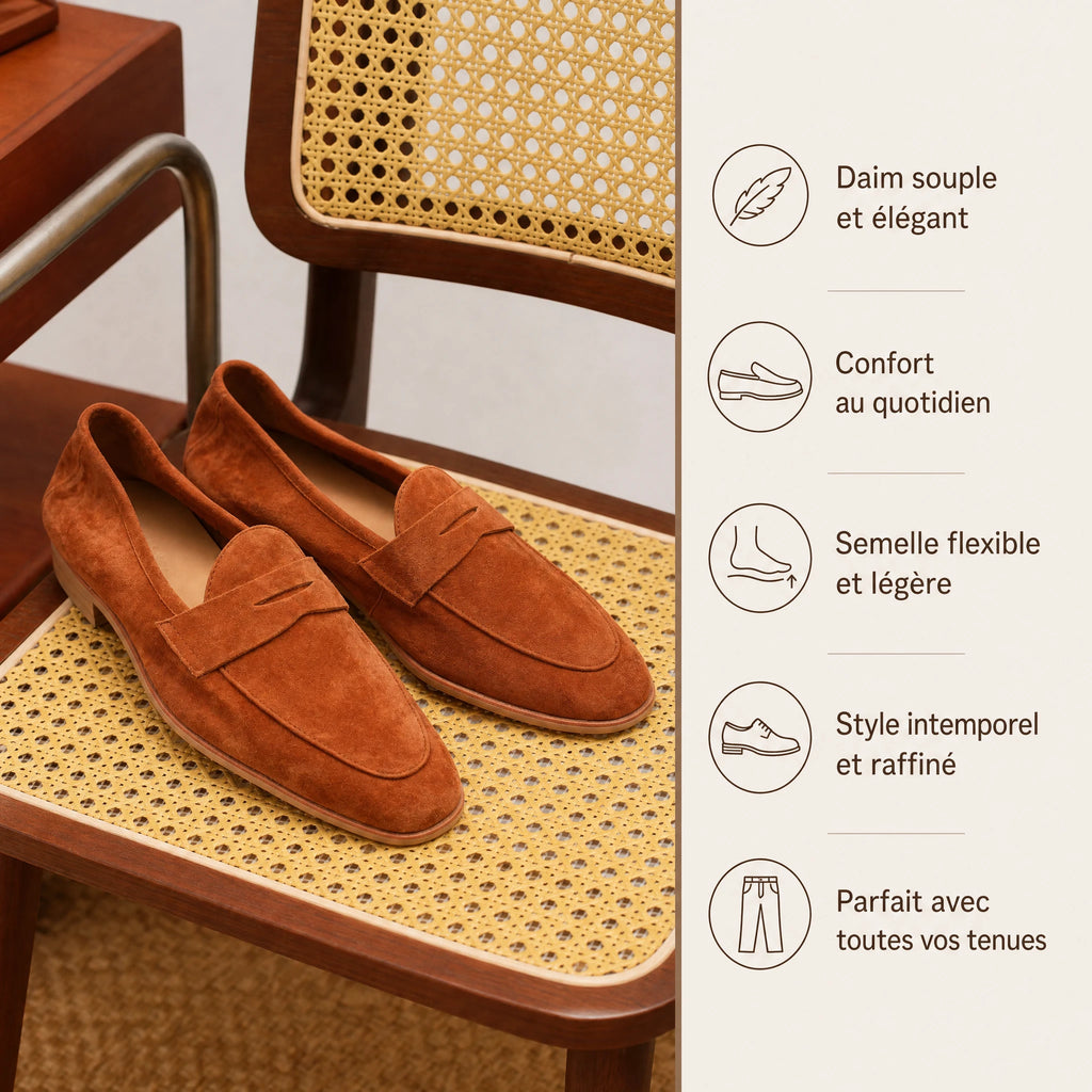 Loafer Homme en Daim à Surpiqûre Penny - Bénéfices produit