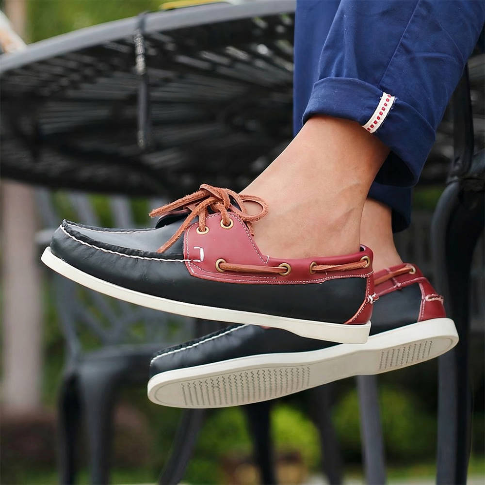 Mocassins bateau à lacets en simili cuir pour homme