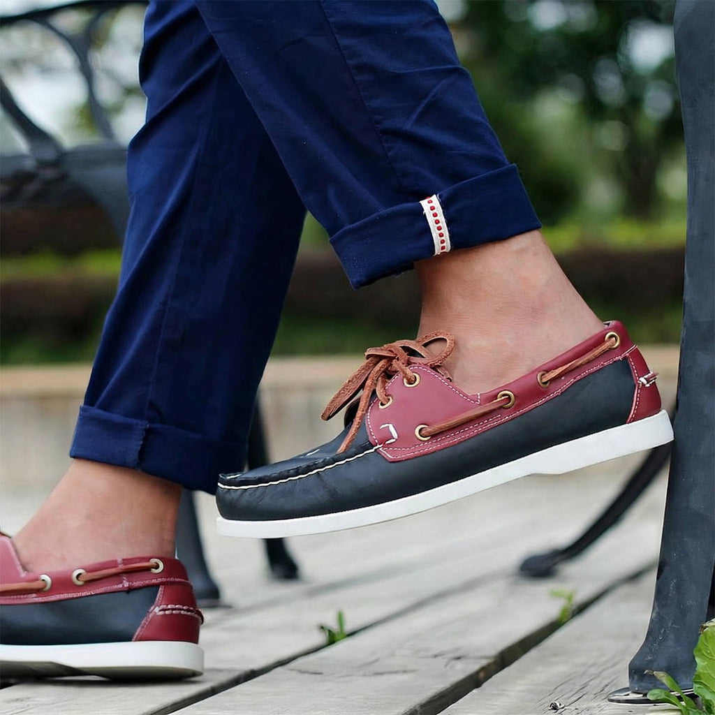 Mocassins bateau à lacets en simili cuir pour homme