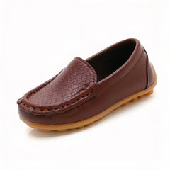 Mocassin à enfiler en cuir souple pour enfant, Marron