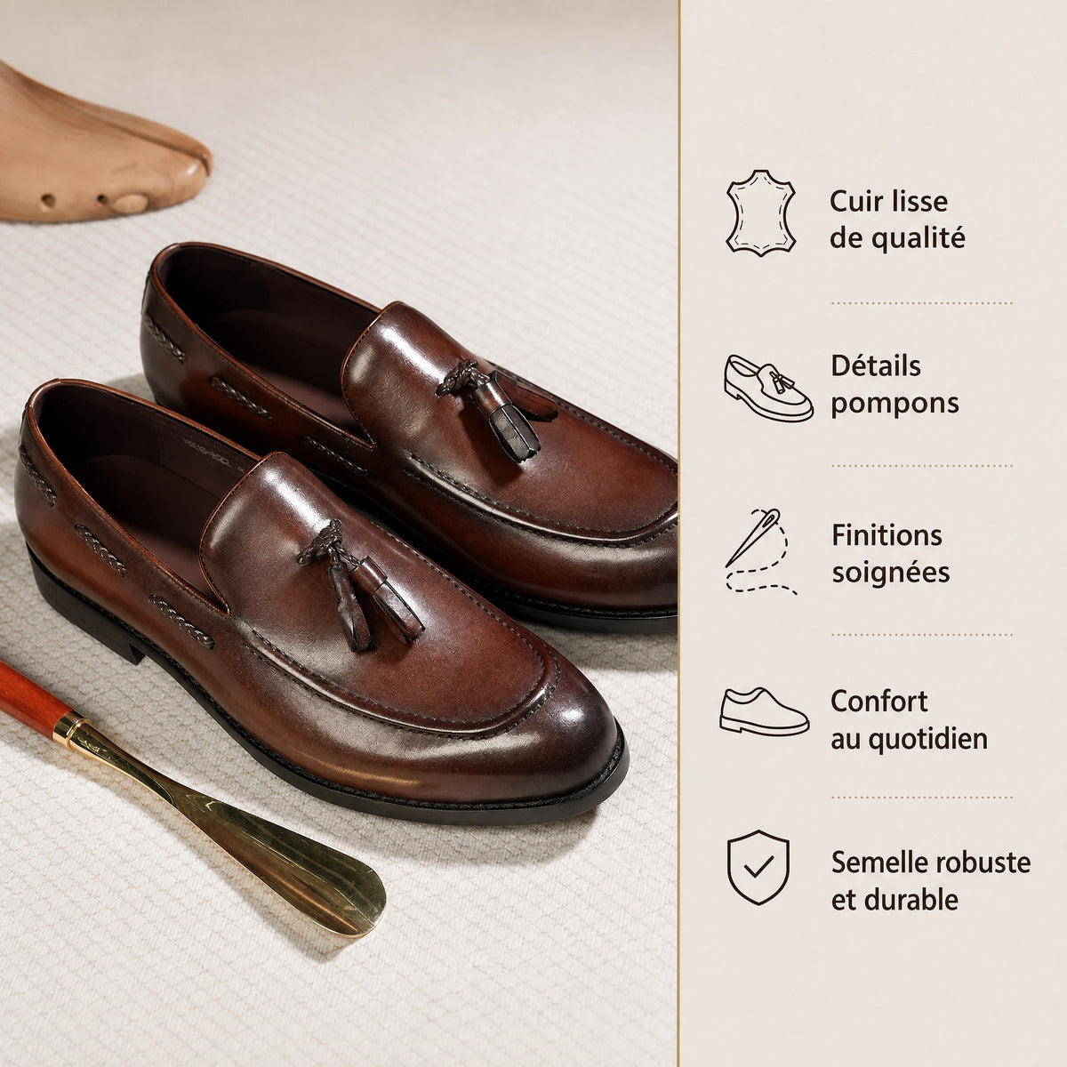 Mocassin à gland pour homme avec pampilles décoratives - Bénéfices produit