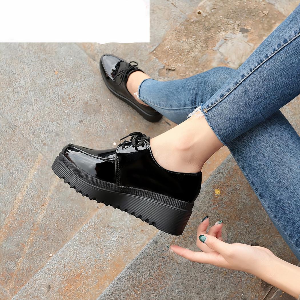 Mocassin à lacets à semelles épaisses pour femme