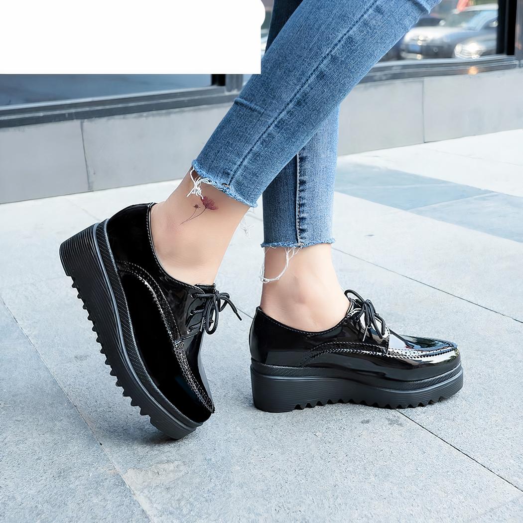 Mocassin à lacets à semelles épaisses pour femme