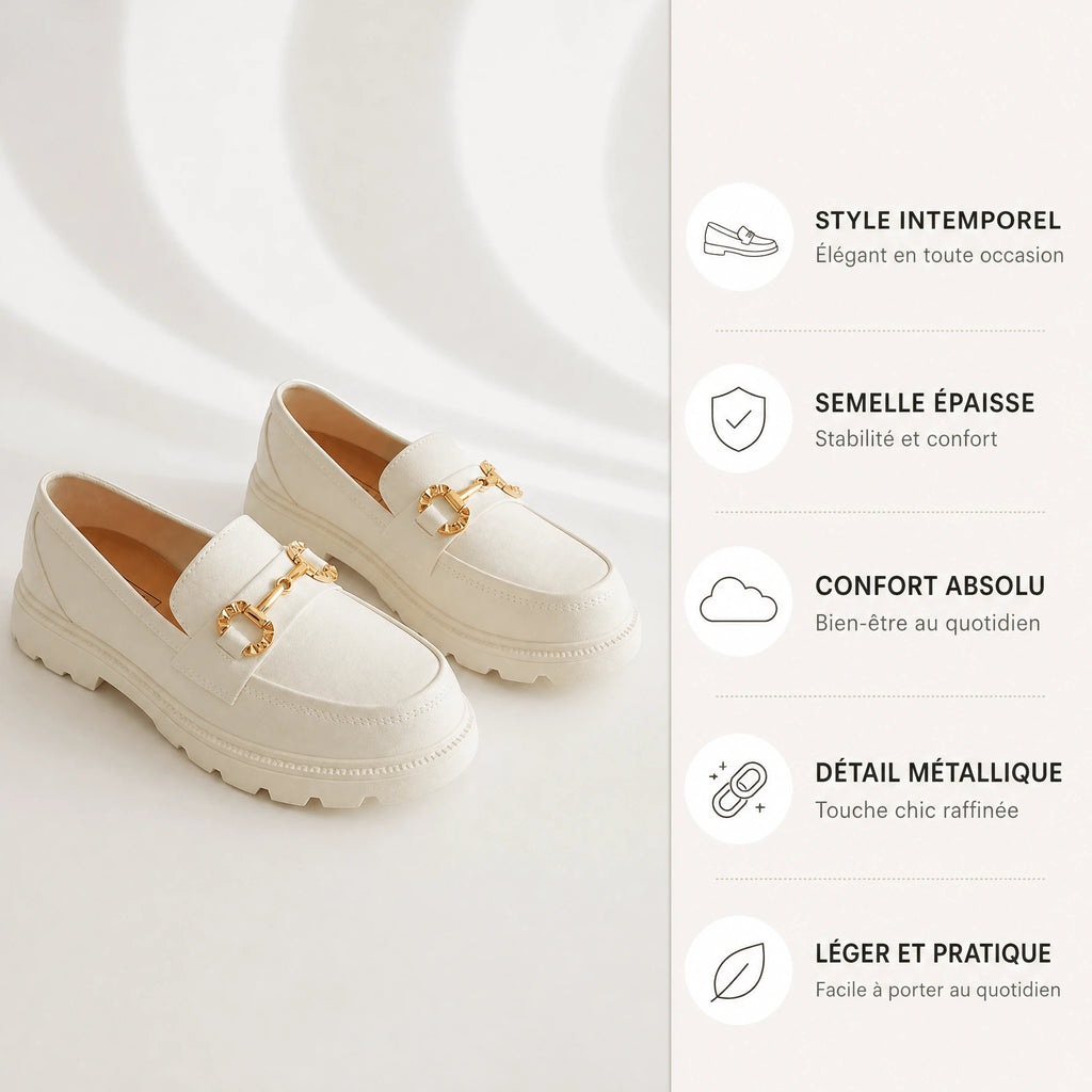 Mocassin à mors doré et semelle crantée pour femme - Bénéfices produit