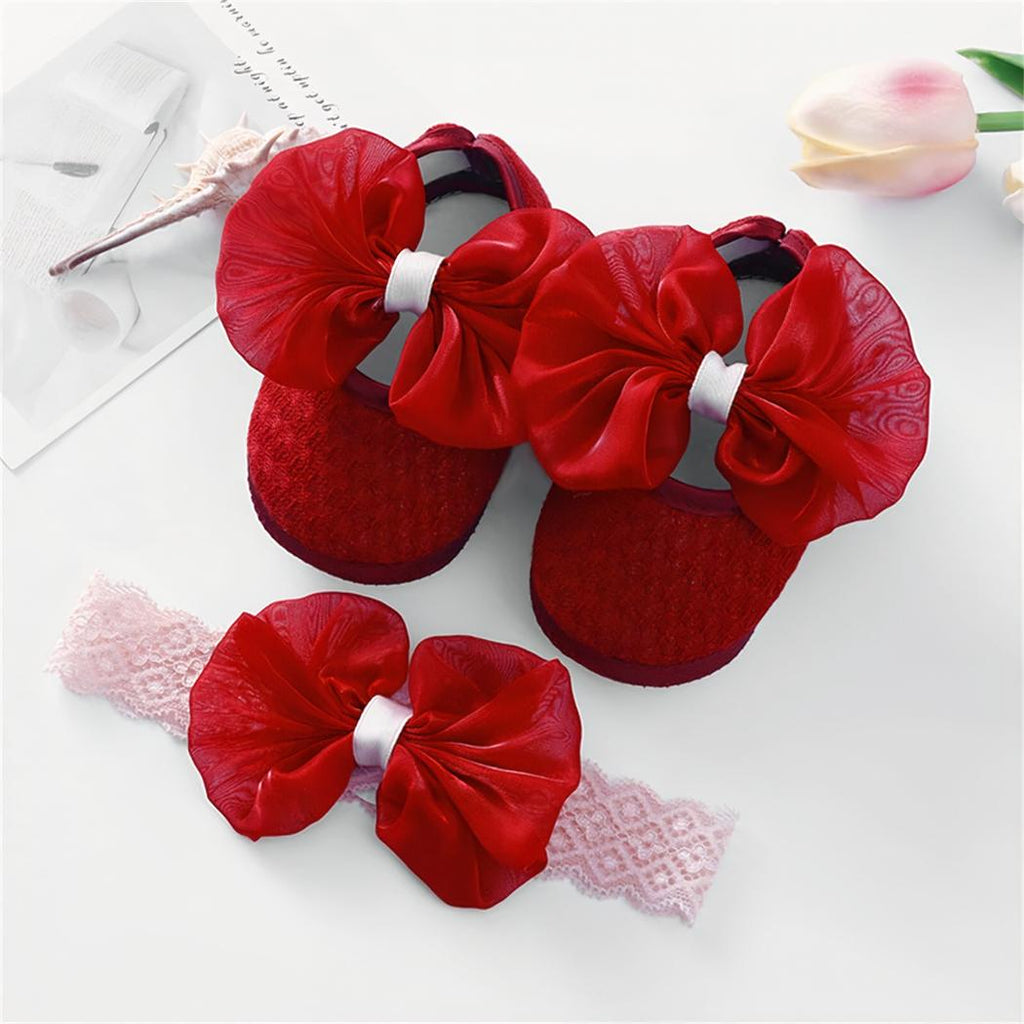 Mocassin avec nœud et semelle souple pour bébé fille