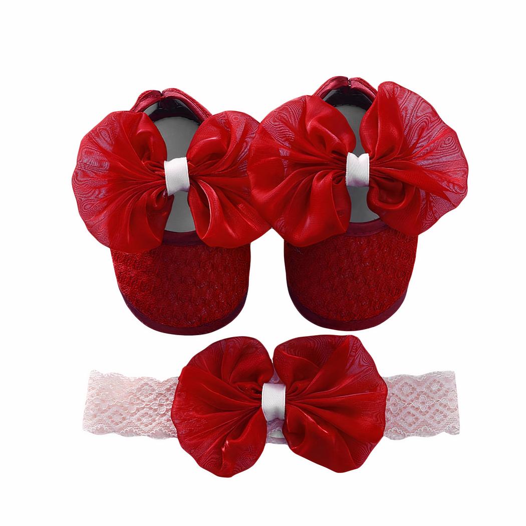 Mocassin avec nœud et semelle souple pour bébé fille